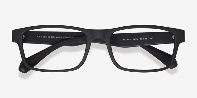 Armani Exchange AX3070 Black PlasticEyeglass Frames from EyeBuyDirect, Closed View