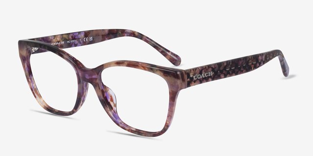 Coach HC6207U Petal Tortoise AcetateEyeglass Frames from EyeBuyDirect, Angle View