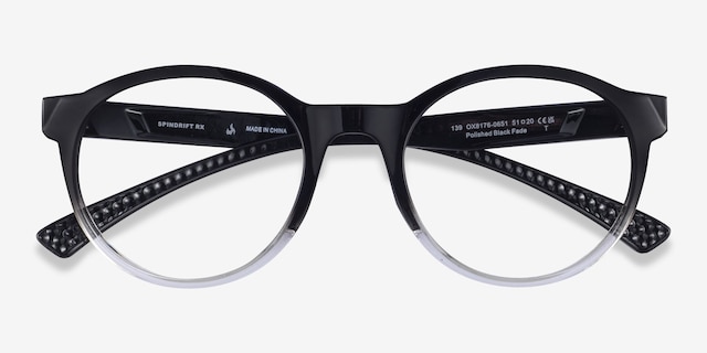 Oakley Spindrift Rx Polished Black Fade PlasticEyeglass Frames from EyeBuyDirect, Closed View