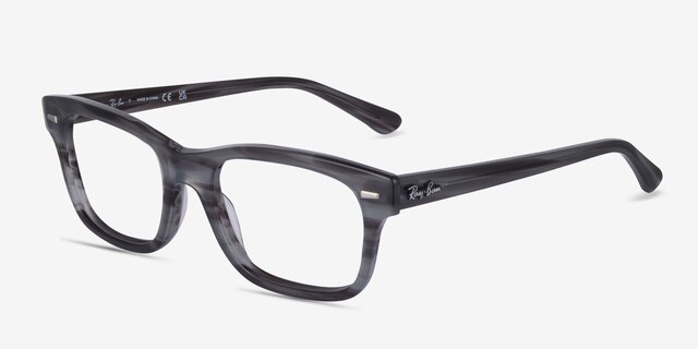Ray-Ban RB5383 Striped AcetateEyeglass Frames from EyeBuyDirect, Angle View