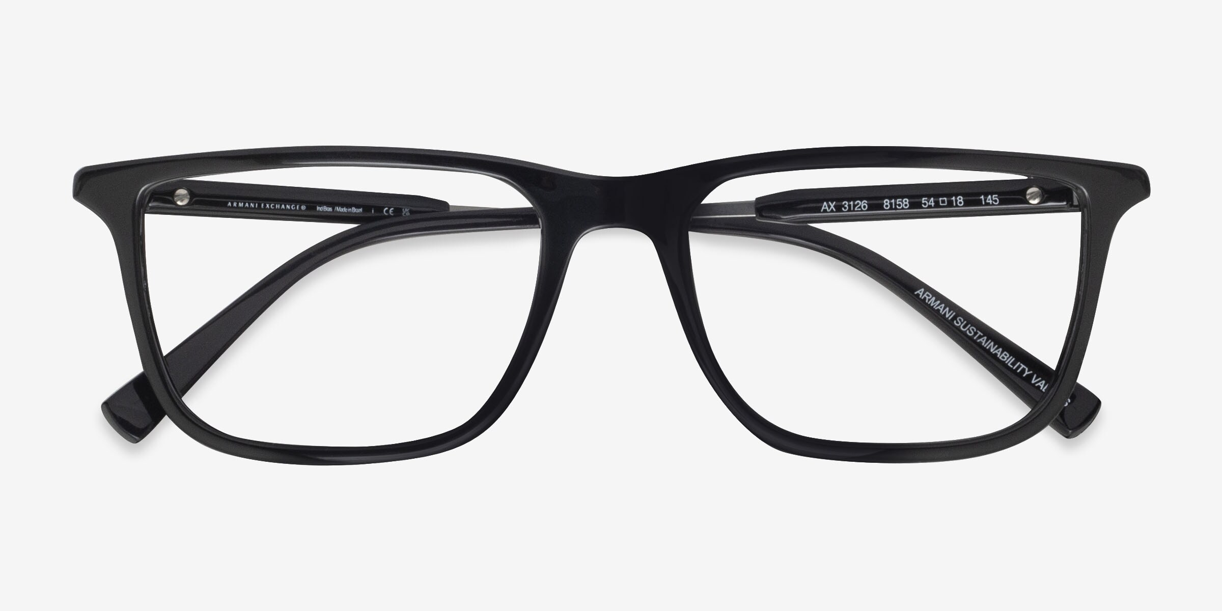 Armani Exchange AX3126 - Rectangle Black Frame Eyeglasses