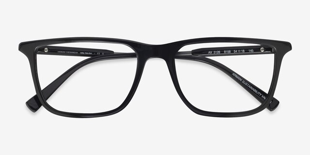 Armani Exchange AX3126 Black Eco-friendlyEyeglass Frames from EyeBuyDirect, Closed View