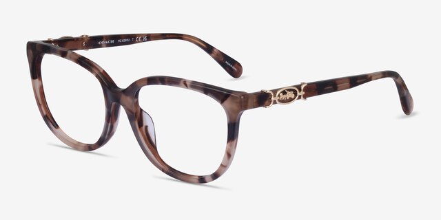 Coach HC6260U Peach Tortoise AcetateEyeglass Frames from EyeBuyDirect, Angle View