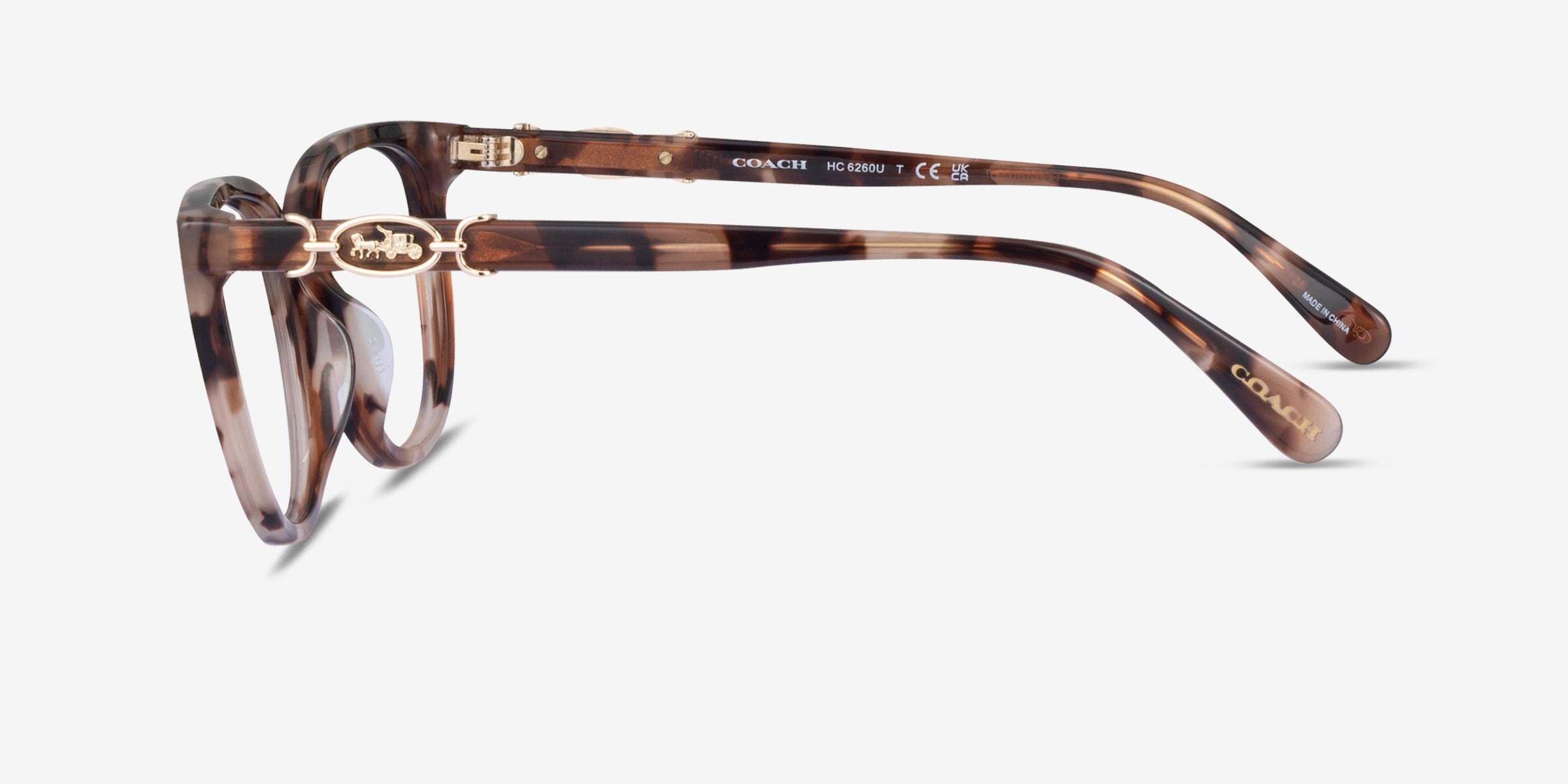 Coach HC6260U - Cat Eye Peach Tortoise Frame Glasses For Women