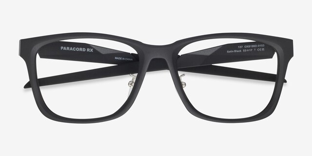 Oakley Paracord Rx Satin Black PlasticEyeglass Frames from EyeBuyDirect, Closed View
