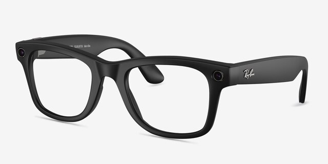 Ray-Ban Meta Wayfarer Matte Black Plastic from EyeBuyDirect, Angle View