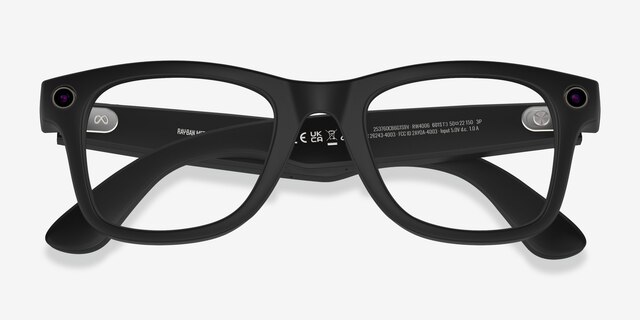 Ray-Ban Meta Wayfarer Satin Black Plastic from EyeBuyDirect, Closed View