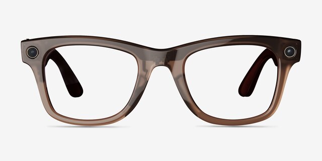 Ray-Ban Meta Wayfarer Shiny Warm Stone Plastic from EyeBuyDirect, Front View