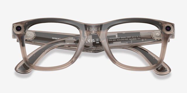 Ray-Ban Meta Wayfarer Shiny Warm Stone Plastic from EyeBuyDirect, Closed View
