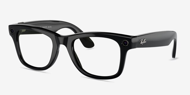 Ray-Ban Meta Wayfarer Shiny Black Plastic from EyeBuyDirect, Angle View