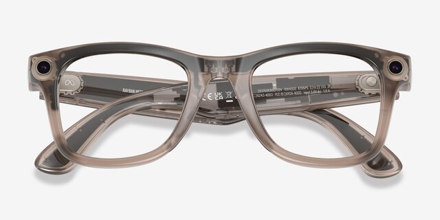 Ray-Ban Meta Wayfarer Shiny Warm Stone Plastic from EyeBuyDirect, Closed View