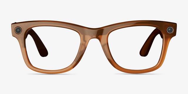 Ray-Ban Meta Wayfarer Shiny Caramel Plastic from EyeBuyDirect, Front View