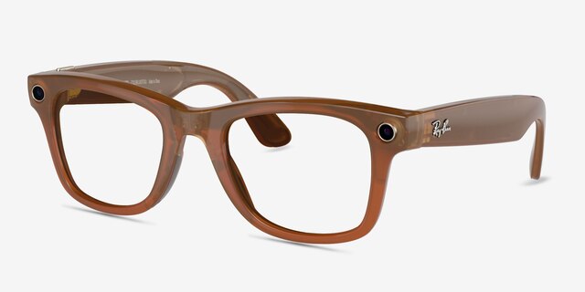 Ray-Ban Meta Wayfarer Shiny Caramel Plastic from EyeBuyDirect, Angle View