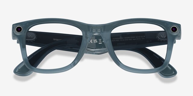 Ray-Ban Meta Wayfarer Matte Jeans Plastic from EyeBuyDirect, Closed View