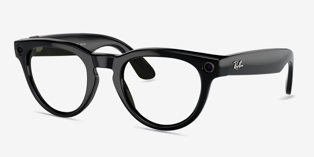 Ray-Ban Meta Headliner Low Bridge Fit Sleek Black Plastic from EyeBuyDirect, Angle View