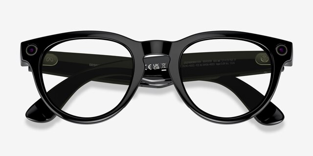 Ray-Ban Meta Headliner Low Bridge Fit Sleek Black Plastic from EyeBuyDirect, Closed View