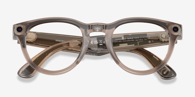 Ray-Ban Meta Headliner Low Bridge Fit Shiny Warm Stone Plastic from EyeBuyDirect, Closed View