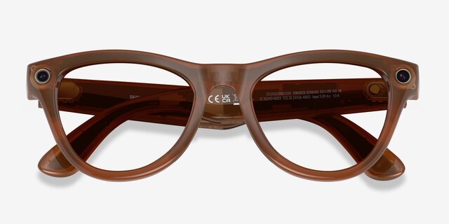 Ray-Ban Meta Skyler Shiny Caramel Plastic from EyeBuyDirect, Closed View