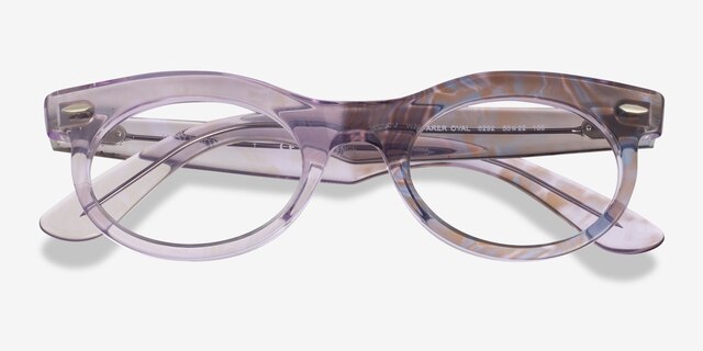 Ray-Ban RB2242V Photo Waves Purple PlastiqueMontures de lunettes de vue d'EyeBuyDirect, Vue Rapprochée