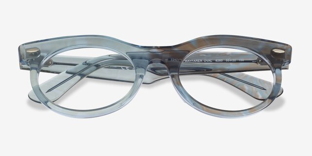 Ray-Ban RB2242VF Photo Waves Azure AcétateMontures de lunettes de vue d'EyeBuyDirect, Vue Rapprochée