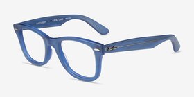 Ray-Ban RB4340V Wayfarer Photo Striped Blue Plastique Montures de lunettes de vue d'EyeBuyDirect, Vue d'Angle