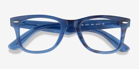 Ray-Ban RB4340V Wayfarer Photo Striped Blue Plastique Montures de lunettes de vue d'EyeBuyDirect, Vue Rapprochée