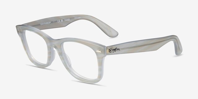Ray-Ban RB4340V Wayfarer Photo Striped Light Blue PlasticEyeglass Frames from EyeBuyDirect, Angle View
