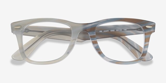 Ray-Ban RB4340V Wayfarer Photo Striped Light Blue PlasticEyeglass Frames from EyeBuyDirect, Closed View