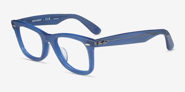 Ray-Ban RB5121F Photo Striped Blue AcetateEyeglass Frames from EyeBuyDirect, Angle View