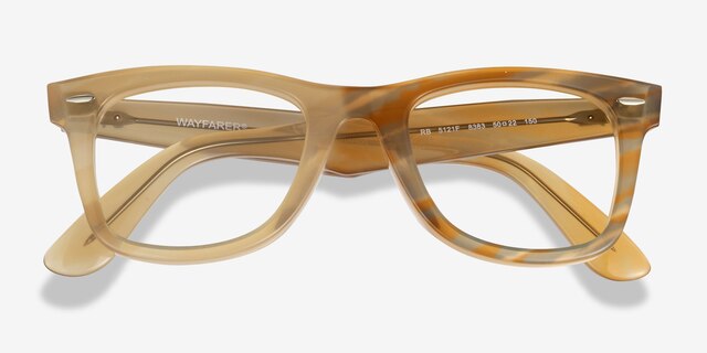 Ray-Ban RB5121F Photo Striped Brown AcétateMontures de lunettes de vue d'EyeBuyDirect, Vue Rapprochée