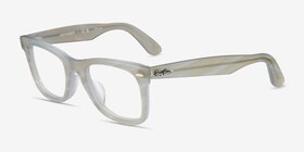 Ray-Ban RB5121F Wayfarer Change Photo Striped Light Blue Acétate Montures de lunettes de vue d'EyeBuyDirect, Vue d'Angle