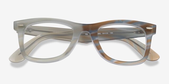 Ray-Ban RB5121F Photo Striped Light Blue AcétateMontures de lunettes de vue d'EyeBuyDirect, Vue Rapprochée