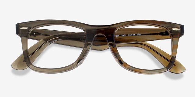 Ray-Ban RB5121F Photo Striped Gray AcetateEyeglass Frames from EyeBuyDirect, Closed View