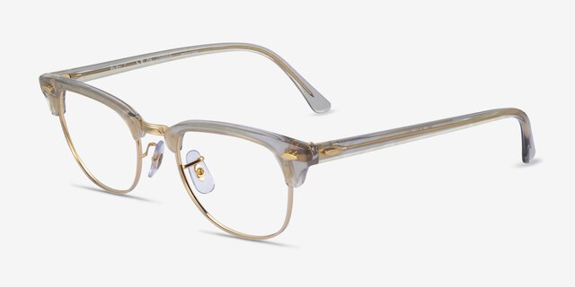 Ray-Ban RB5154 Clubmaster Photo Waves Gray AcetateEyeglass Frames from EyeBuyDirect, Angle View