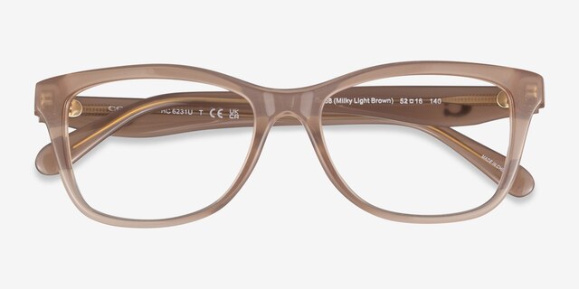Coach HC6231U Milky Light Brown AcetateEyeglass Frames from EyeBuyDirect, Closed View