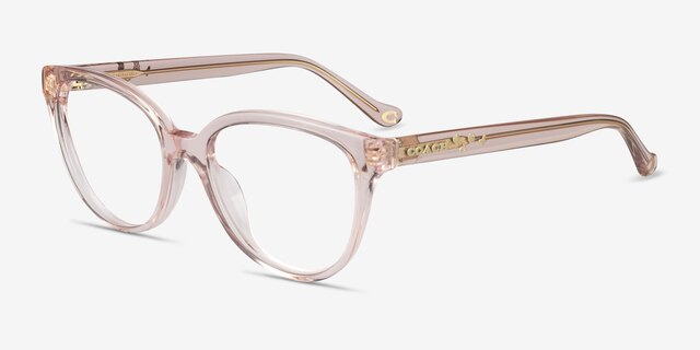 Coach HC6234U Transparent Dusty Rose AcetateEyeglass Frames from EyeBuyDirect, Angle View