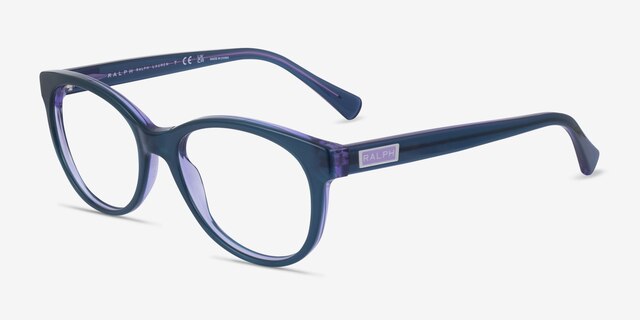 Ralph RA7094 Blue Purple AcetateEyeglass Frames from EyeBuyDirect, Angle View