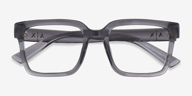 Armani Exchange AX3133U Shiny Transparent Gray Eco-friendlyEyeglass Frames from EyeBuyDirect, Closed View