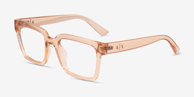 Armani Exchange AX3133U Shiny Transparent Peach Éco-responsableMontures de lunettes de vue d'EyeBuyDirect, Vue d'Angle