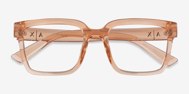 Armani Exchange AX3133U Shiny Transparent Peach Éco-responsableMontures de lunettes de vue d'EyeBuyDirect, Vue Rapprochée
