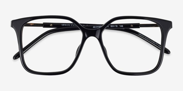 Armani Exchange AX3132F Shiny Black AcétateMontures de lunettes de vue d'EyeBuyDirect, Vue Rapprochée
