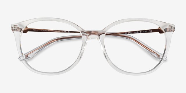 Armani Exchange AX3109 Shiny Crystal Plastic-metalMontures de lunettes de vue d'EyeBuyDirect, Vue Rapprochée