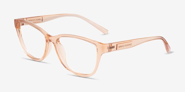 Armani Exchange AX3111U Shiny Transparent Peach Éco-responsableMontures de lunettes de vue d'EyeBuyDirect, Vue d'Angle