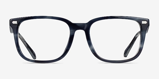 Coach HC6276U Striated Blue AcétateMontures de lunettes de vue d'EyeBuyDirect, Vue de Face