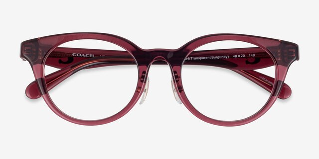 Coach HC6280D Transparent Burgundy AcétateMontures de lunettes de vue d'EyeBuyDirect, Vue Rapprochée
