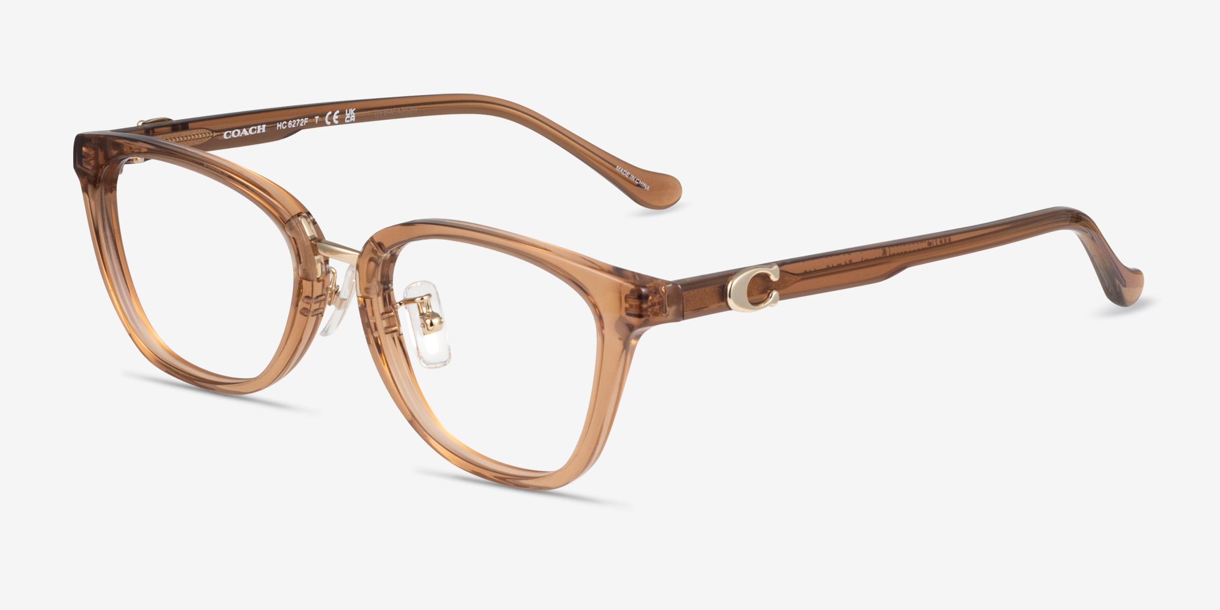 Coach HC6272F - Square Transparent Brown Frame Glasses For Women