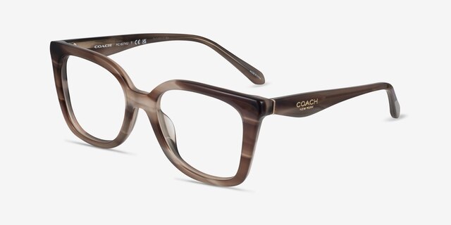 Coach HC6274U Striated Redwood Maple AcétateMontures de lunettes de vue d'EyeBuyDirect, Vue d'Angle