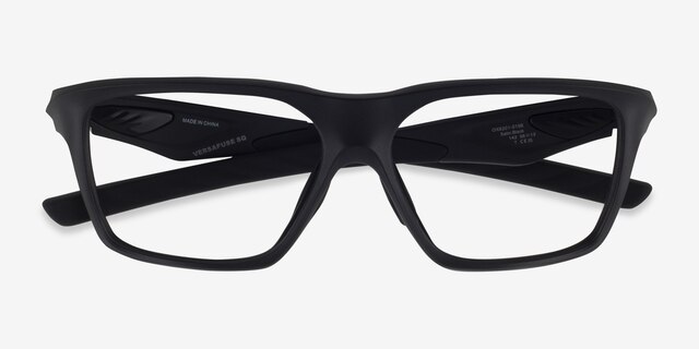 Oakley Versafuse SQ Satin Black PlastiqueMontures de lunettes de vue d'EyeBuyDirect, Vue Rapprochée