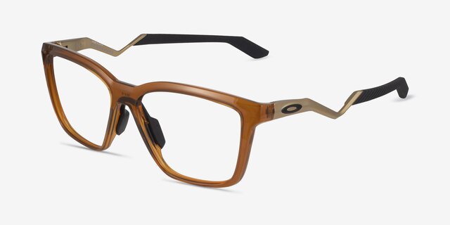 Oakley Enigma Mass Transparent Dark Amber MétalMontures de lunettes de vue d'EyeBuyDirect, Vue d'Angle