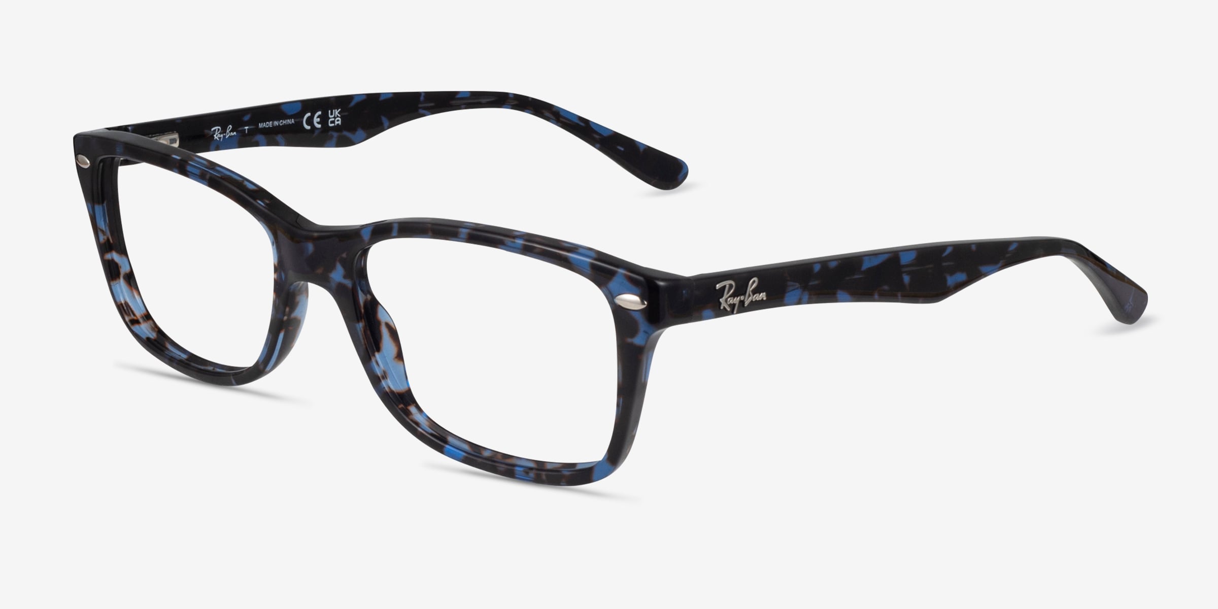 Ray Ban Vintage 5228 Black Frame Rectangular Frames Glasses Preppy Classic Mint Ray-Ban RX5228 eyeglasses for women in Matte Black on Camo main image 4